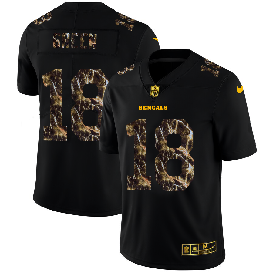 2020 Cincinnati Bengals #18 A.J. Green Men Black Nike Flocked Lightning Vapor Limited NFL Jersey